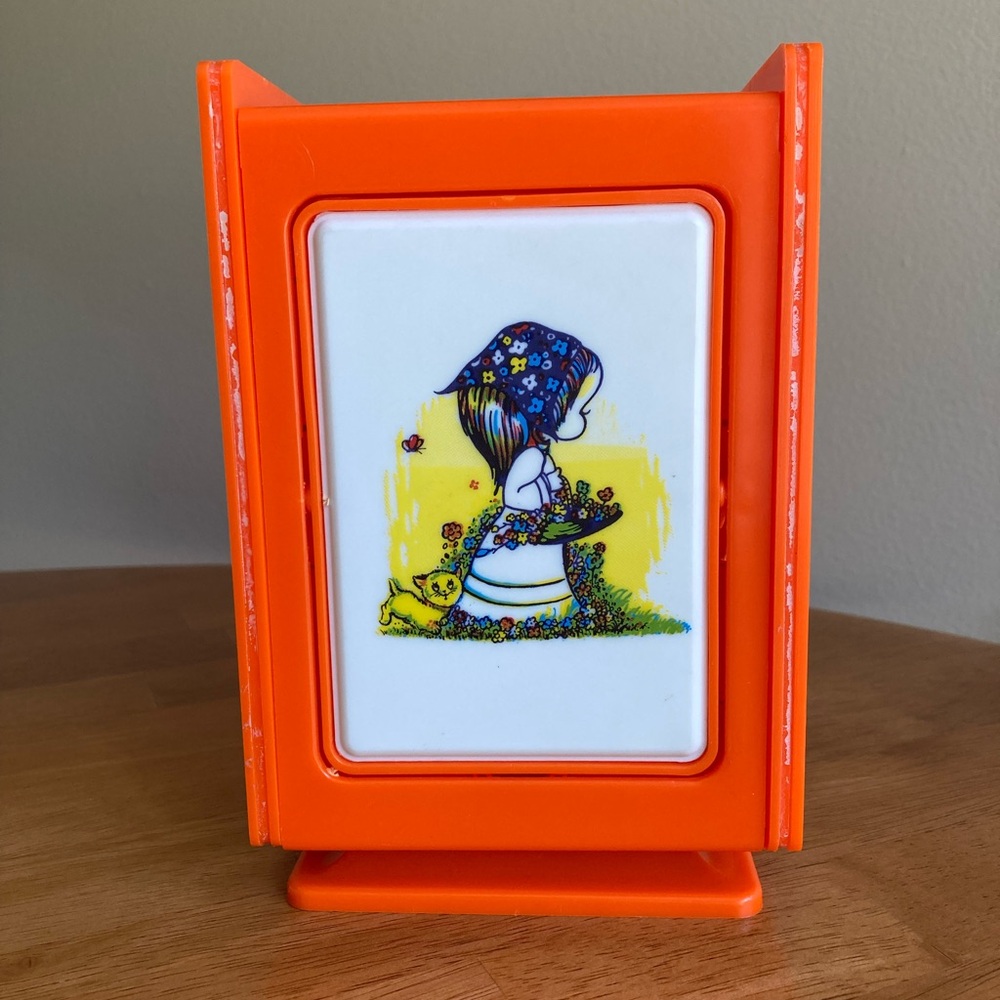 Vintage 70’s girls orange jewelry box and vanity